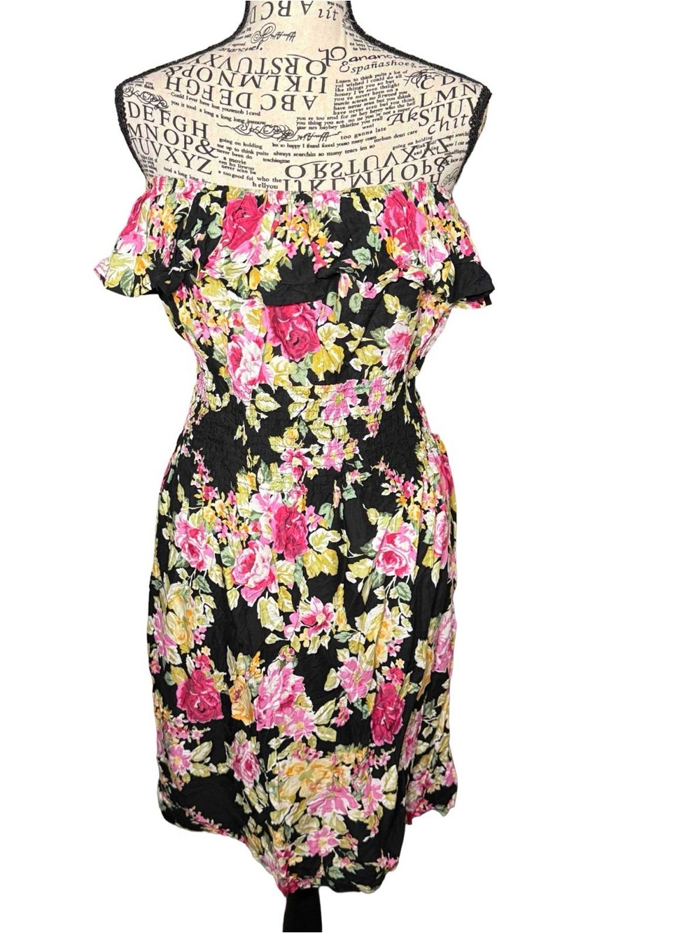 Love ❤️ Chesley Floral Strapless Ruffle Smocked Dress 1X